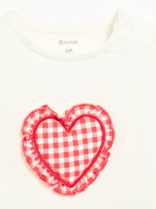 T-shirt à manches courtes avec cœur cousu - Kiabi
