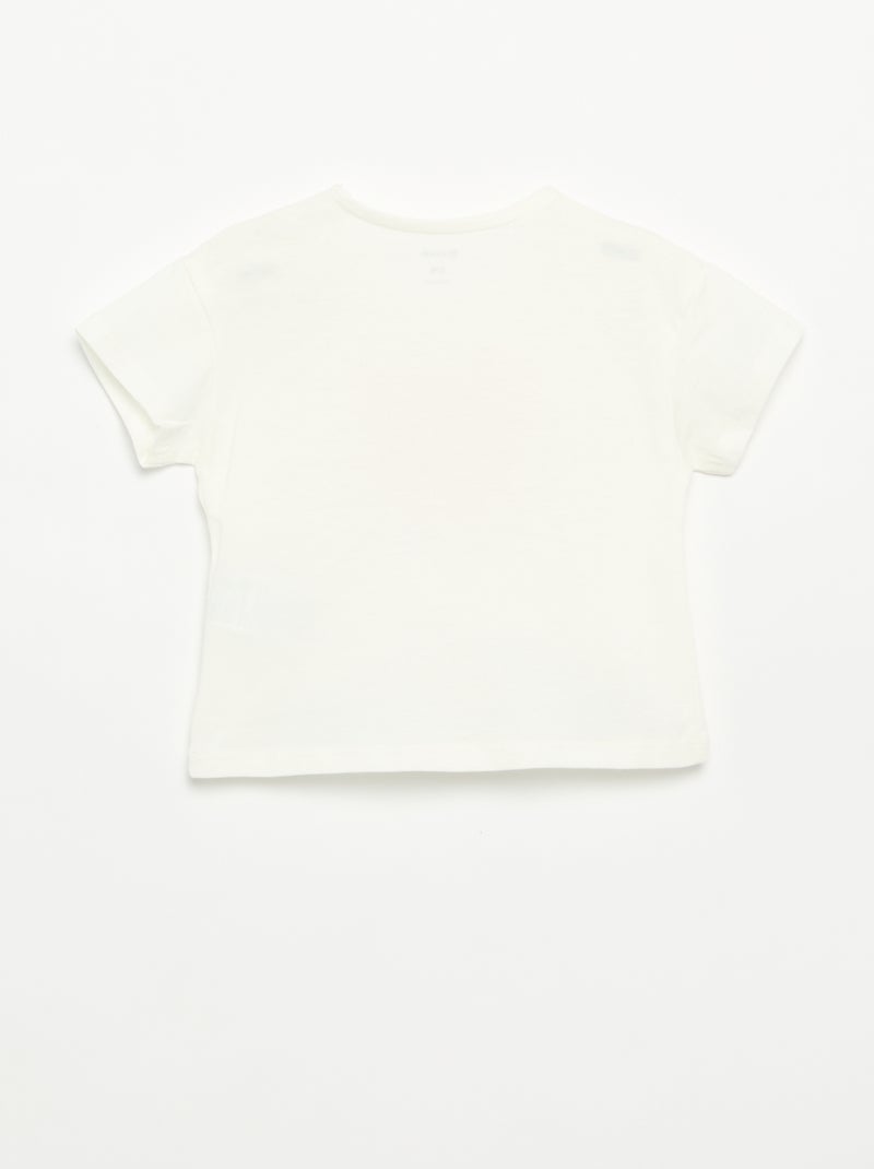T-shirt à manches courtes avec cœur cousu Blanc - Kiabi