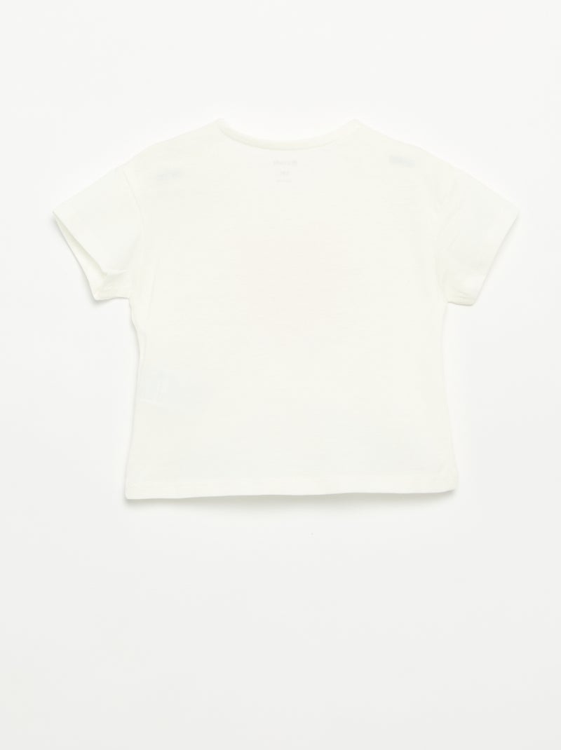 T-shirt à manches courtes avec cœur cousu Blanc - Kiabi
