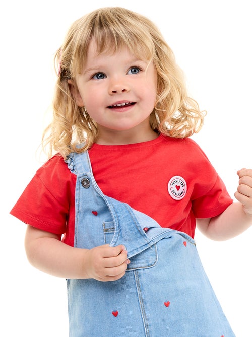 T-shirt à manches courtes avec cœur cousu - Kiabi