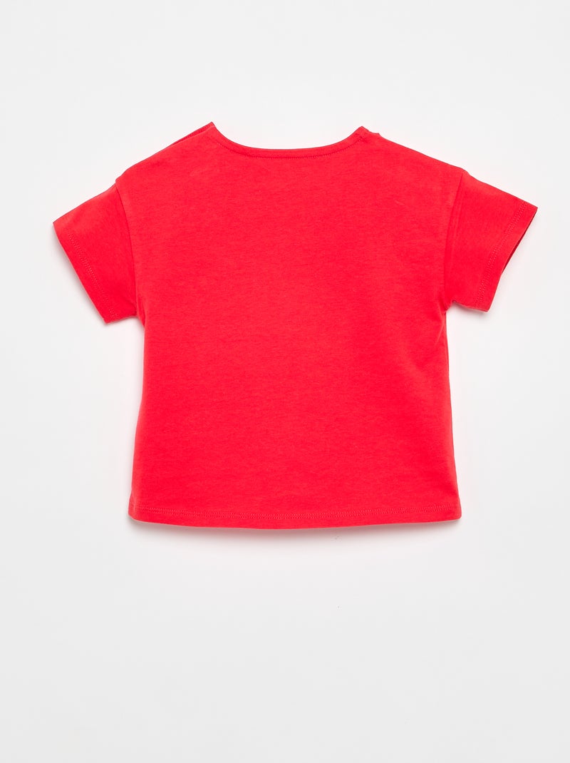 T-shirt à manches courtes avec cœur cousu Rouge - Kiabi