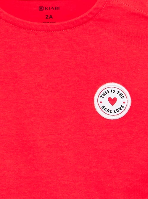 T-shirt à manches courtes avec cœur cousu - Kiabi