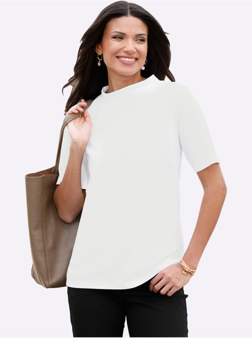 T-shirt à manches courtes avec col corolle en jersey coton - Taille standard - Moda Vilona - Kiabi T-shirt à manches courtes avec col corolle en jersey coton - Taille standard - Moda Vilona - Kiabi