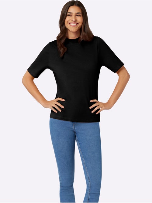T-shirt à manches courtes avec col corolle en jersey coton - Taille standard - Moda Vilona - Kiabi