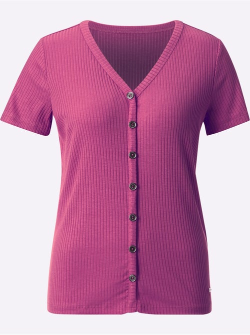 T-shirt à manches courtes avec col en V et patte de boutonnage décorative - Taille standard - Witt - Kiabi T-shirt à manches courtes avec col en V et patte de boutonnage décorative - Taille standard - Witt - Kiabi