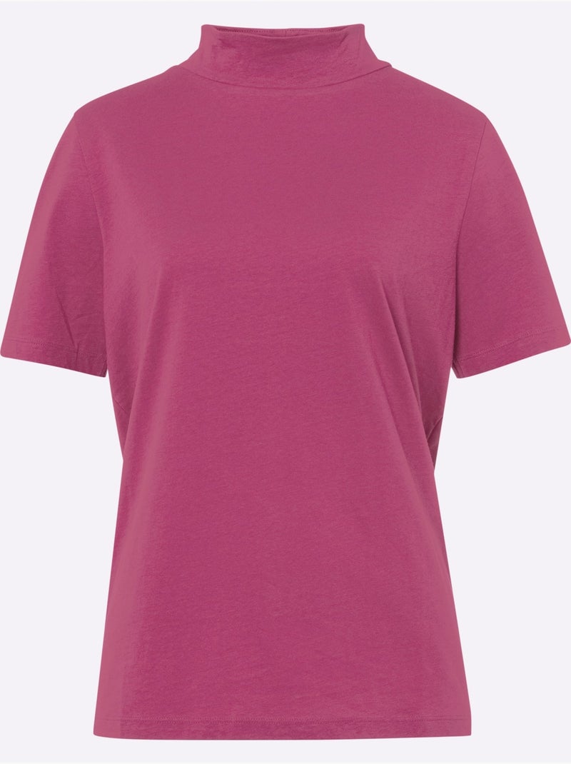 T-shirt à manches courtes avec col montant agréable à porter - Taille standard - Moda Vilona Bruyère/Menthe - Kiabi