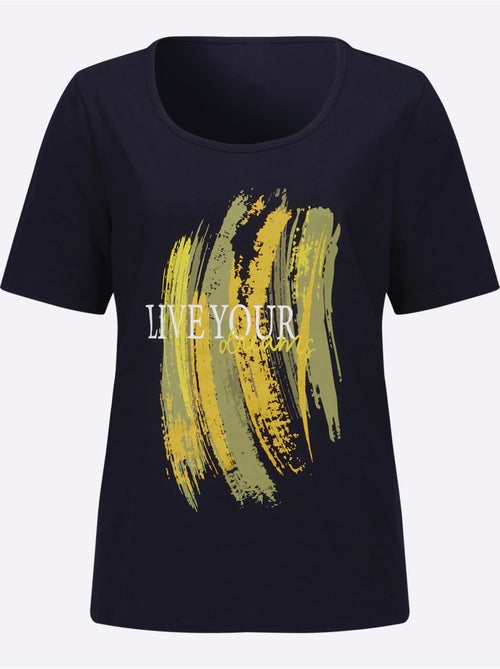 T-shirt à manches courtes avec col rond et imprimé brillant - Taille standard - Moda Vilona - Kiabi T-shirt à manches courtes avec col rond et imprimé brillant - Taille standard - Moda Vilona - Kiabi