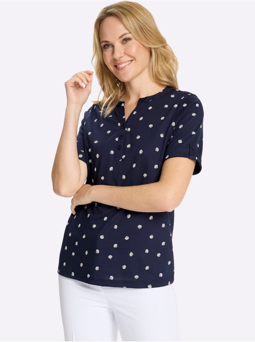 T-shirt à manches courtes avec col rond et imprimé marin à pois - Taille standard - Moda Vilona - Kiabi T-shirt à manches courtes avec col rond et imprimé marin à pois - Taille standard - Moda Vilona - Kiabi