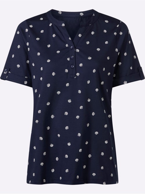T-shirt à manches courtes avec col rond et imprimé marin à pois - Taille standard - Moda Vilona - Kiabi T-shirt à manches courtes avec col rond et imprimé marin à pois - Taille standard - Moda Vilona - Kiabi