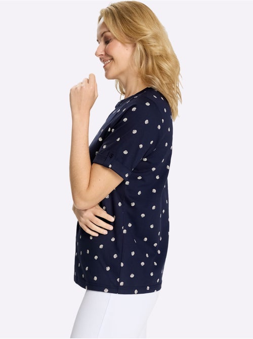 T-shirt à manches courtes avec col rond et imprimé marin à pois - Taille standard - Moda Vilona - Kiabi T-shirt à manches courtes avec col rond et imprimé marin à pois - Taille standard - Moda Vilona - Kiabi