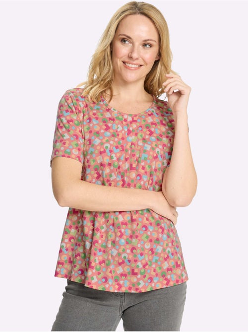 T-shirt à manches courtes avec col rond et plis affinants - Taille standard - Moda Vilona - Kiabi T-shirt à manches courtes avec col rond et plis affinants - Taille standard - Moda Vilona - Kiabi