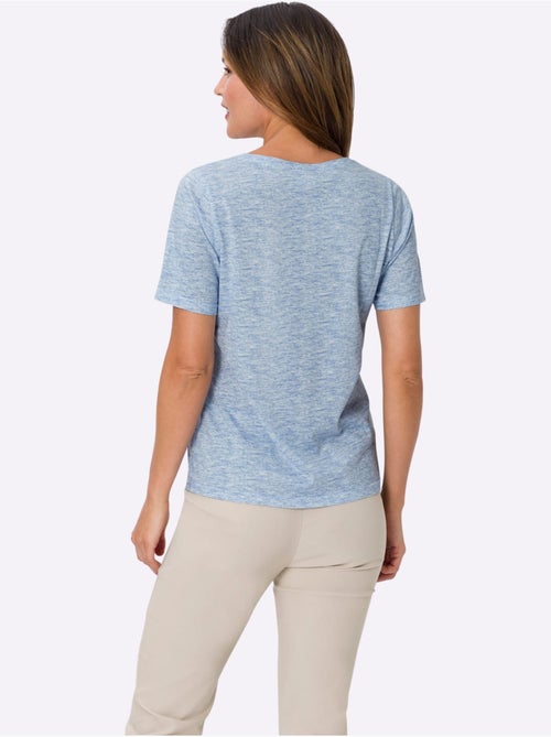 T-shirt à manches courtes avec col V et effet chiné - Taille standard - Moda Vilona - Kiabi T-shirt à manches courtes avec col V et effet chiné - Taille standard - Moda Vilona - Kiabi