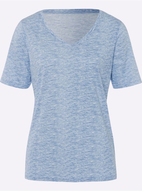 T-shirt à manches courtes avec col V et effet chiné - Taille standard - Moda Vilona - Kiabi T-shirt à manches courtes avec col V et effet chiné - Taille standard - Moda Vilona - Kiabi