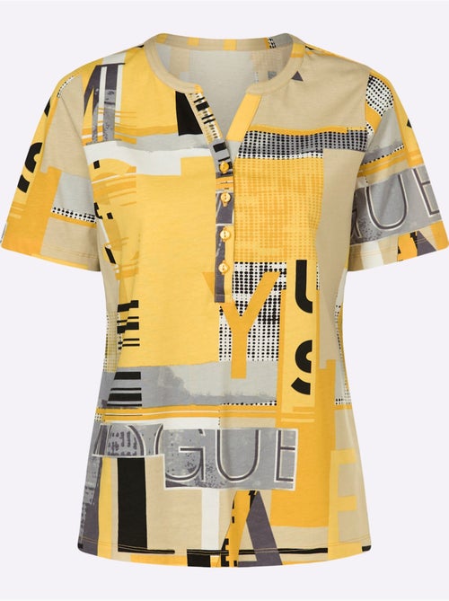 T-shirt à manches courtes avec col V et imprimé graphique - Taille standard - Moda Vilona - Kiabi T-shirt à manches courtes avec col V et imprimé graphique - Taille standard - Moda Vilona - Kiabi