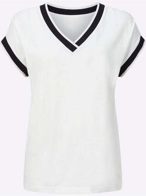 T-shirt à manches courtes avec col V et ruban décoratif - Taille standard - Moda Vilona - Kiabi T-shirt à manches courtes avec col V et ruban décoratif - Taille standard - Moda Vilona - Kiabi