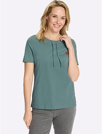 T-shirt à manches courtes avec encolure ronde et coulisse - Taille standard - Moda Vilona