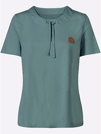 T-shirt à manches courtes avec encolure ronde et coulisse - Taille standard - Moda Vilona
