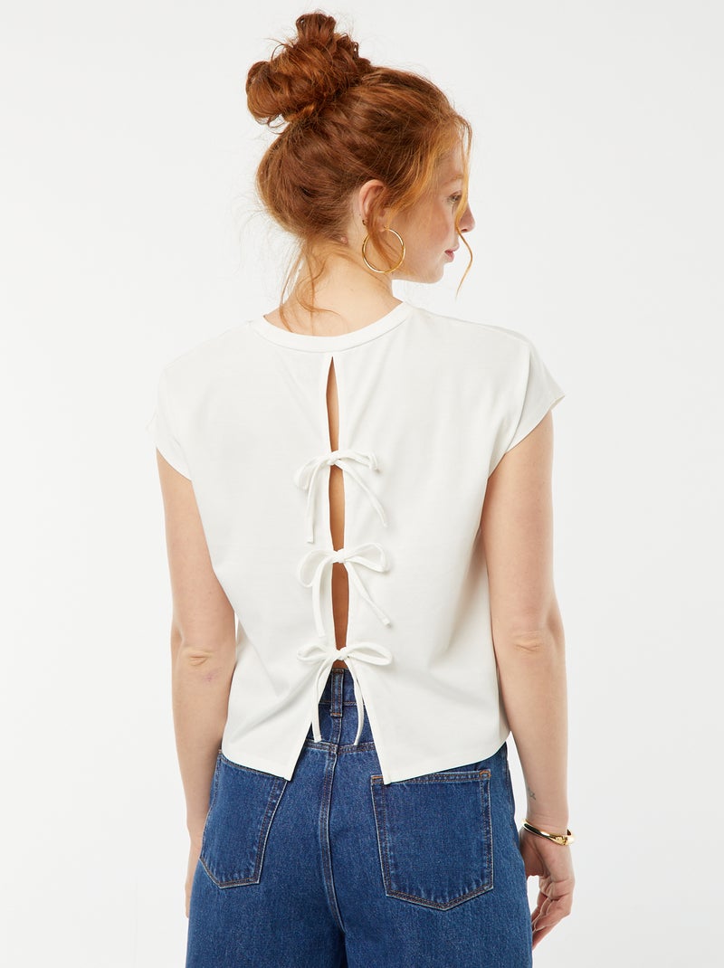T-shirt à manches courtes avec dos ouvert Blanc - Kiabi