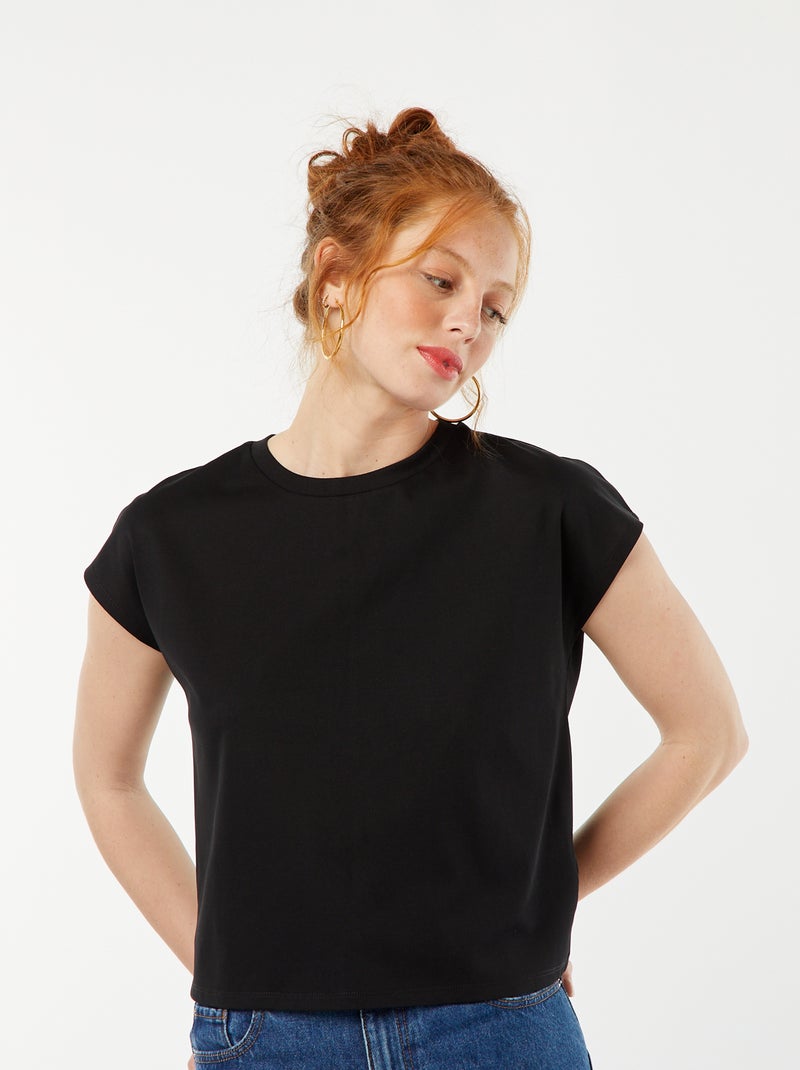 T-shirt à manches courtes avec dos ouvert Noir - Kiabi