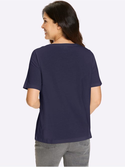 T-shirt à manches courtes avec empiècement en dentelle florale - Taille standard - Moda Vilona - Kiabi