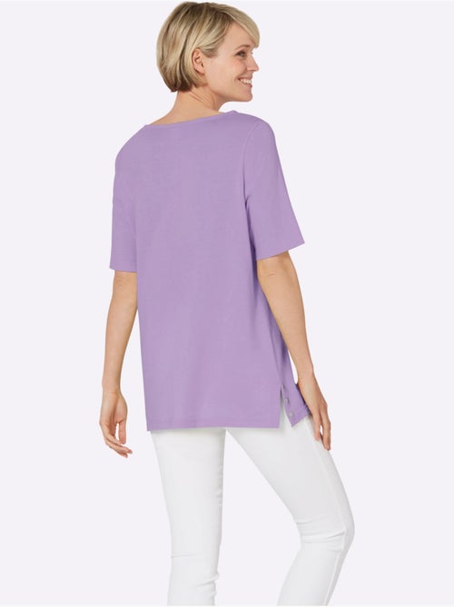 T-shirt à manches courtes avec encolure en U et fentes décoratives - Taille standard - Moda Vilona - Kiabi T-shirt à manches courtes avec encolure en U et fentes décoratives - Taille standard - Moda Vilona - Kiabi
