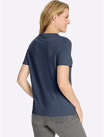 T-shirt à manches courtes avec encolure ronde et coulisse - Taille standard - Moda Vilona