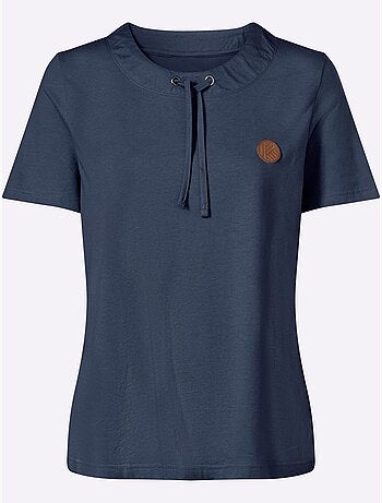 T-shirt à manches courtes avec encolure ronde et coulisse - Taille standard - Moda Vilona