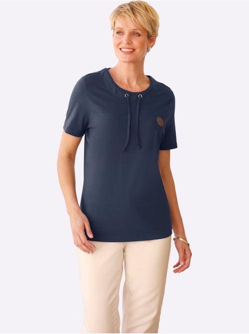T-shirt à manches courtes avec encolure ronde et coulisse - Taille standard - Moda Vilona - Kiabi