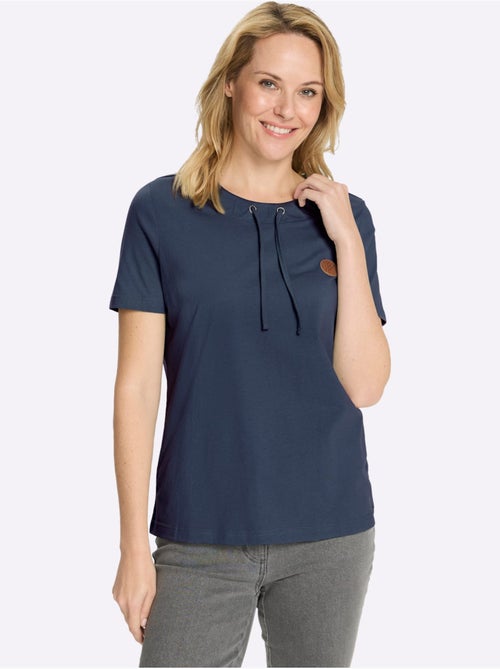 T-shirt à manches courtes avec encolure ronde et coulisse - Taille standard - Moda Vilona - Kiabi
