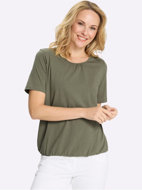 T-shirt à manches courtes avec encolure ronde et fronces - taille standard - moda vilona - Kiabi T-shirt à manches courtes avec encolure ronde et fronces - taille standard - moda vilona - Kiabi