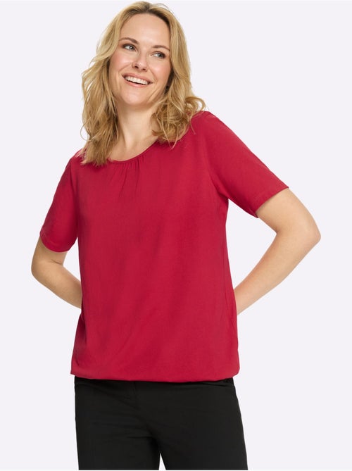 T-shirt à manches courtes avec encolure ronde et fronces - Taille standard - Moda Vilona - Kiabi T-shirt à manches courtes avec encolure ronde et fronces - Taille standard - Moda Vilona - Kiabi