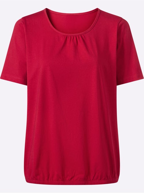 T-shirt à manches courtes avec encolure ronde et fronces - Taille standard - Moda Vilona - Kiabi T-shirt à manches courtes avec encolure ronde et fronces - Taille standard - Moda Vilona - Kiabi