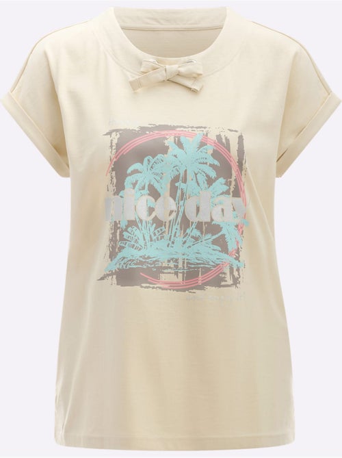 T-shirt à manches courtes avec encolure ronde et imprimé brillant - Taille standard - Moda Vilona - Kiabi T-shirt à manches courtes avec encolure ronde et imprimé brillant - Taille standard - Moda Vilona - Kiabi