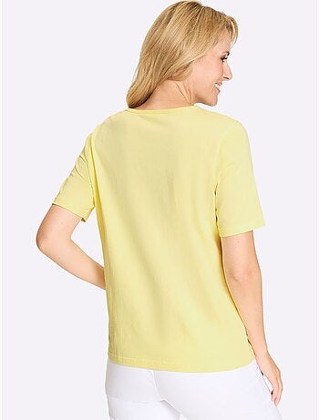 T-shirt à manches courtes avec encolure ronde et imprimé floral - Taille standard - Moda Vilona