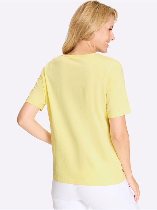 T-shirt à manches courtes avec encolure ronde et imprimé floral - Taille standard - Moda Vilona - Kiabi