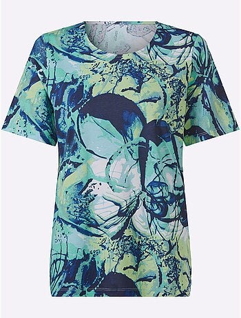 T-shirt à manches courtes avec encolure ronde et motif graphique - taille standard - moda vilona