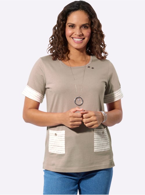 T-shirt à manches courtes avec encolure ronde et poches plaquées - Taille standard - Witt - Kiabi