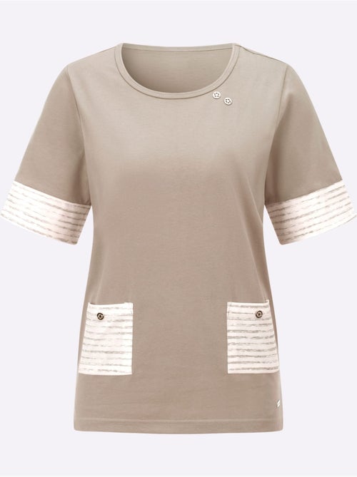 T-shirt à manches courtes avec encolure ronde et poches plaquées - Taille standard - Witt - Kiabi