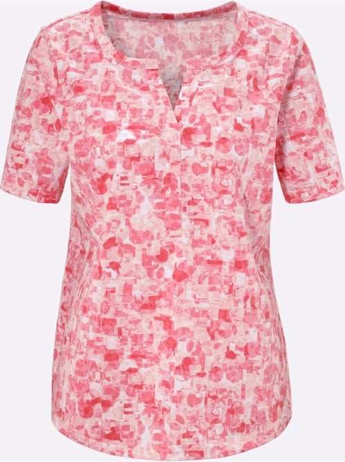 T-shirt à manches courtes avec encolure V et motifs harmonieux - Taille standard - Moda Vilona - Kiabi T-shirt à manches courtes avec encolure V et motifs harmonieux - Taille standard - Moda Vilona - Kiabi