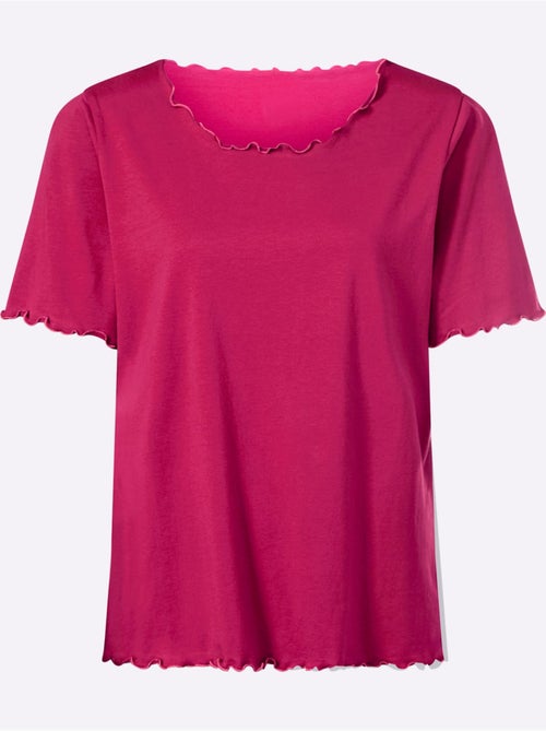 T-shirt à manches courtes avec finitions ondulées et col rond - Taille standard - Moda Vilona - Kiabi T-shirt à manches courtes avec finitions ondulées et col rond - Taille standard - Moda Vilona - Kiabi