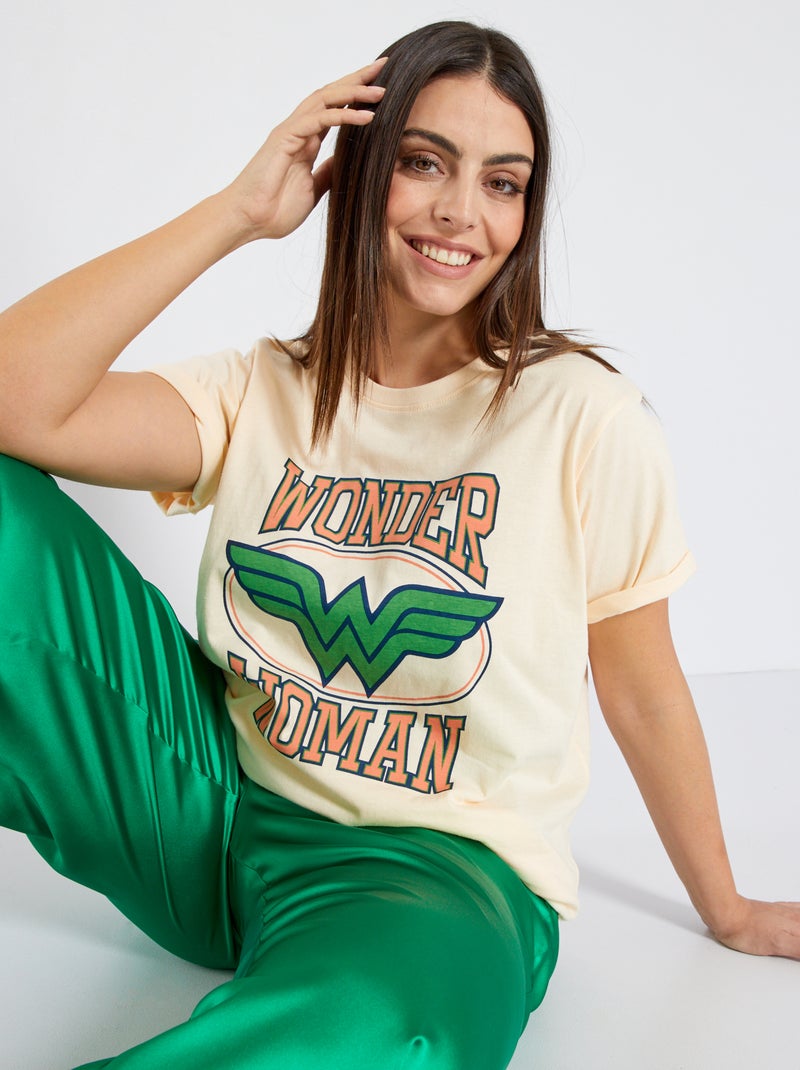 T-shirt à manches courtes avec imprimé Beige - Kiabi