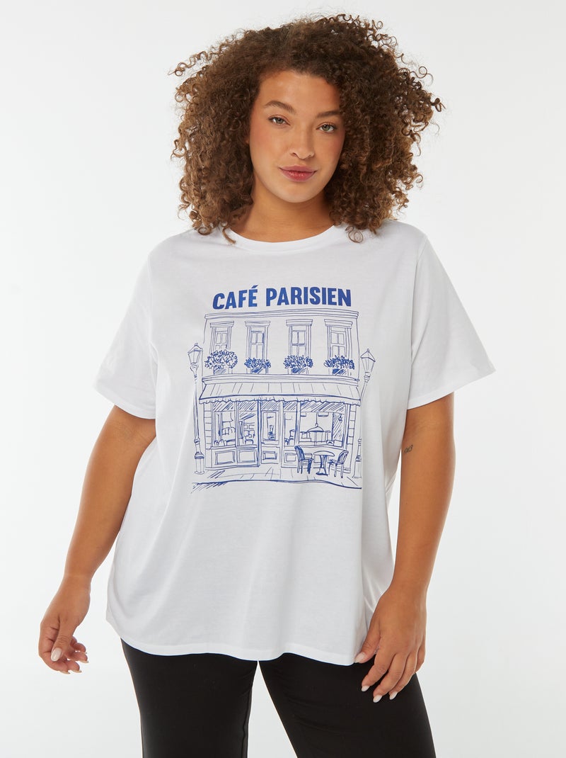 T-shirt à manches courtes avec imprimé Blanc - Kiabi