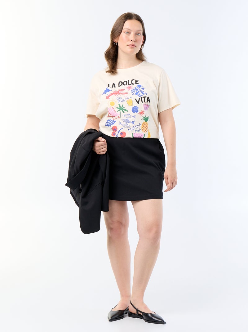 T-shirt à manches courtes avec imprimé Blanc - Kiabi
