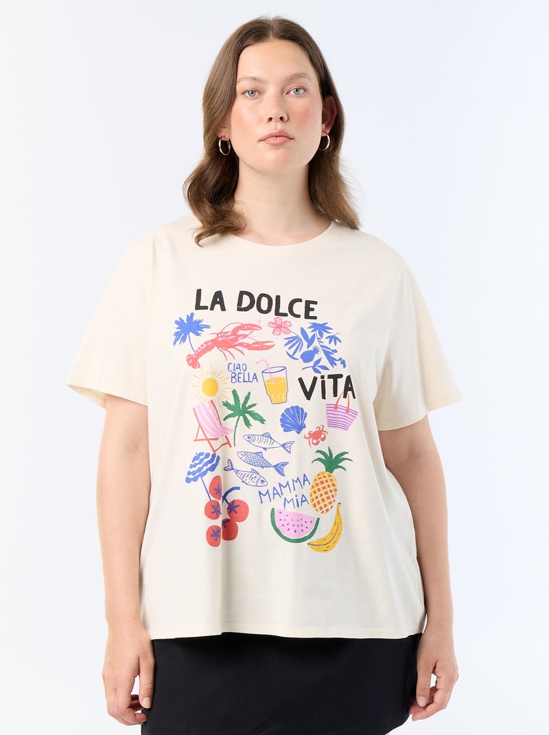 T-shirt à manches courtes avec imprimé Blanc - Kiabi