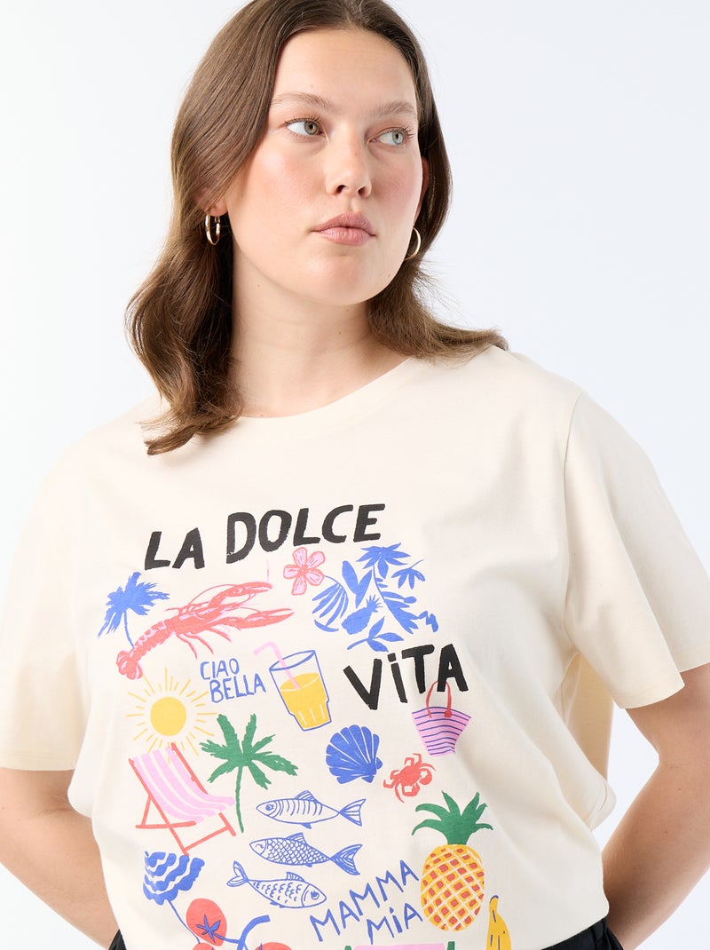 T-shirt à manches courtes avec imprimé Blanc - Kiabi