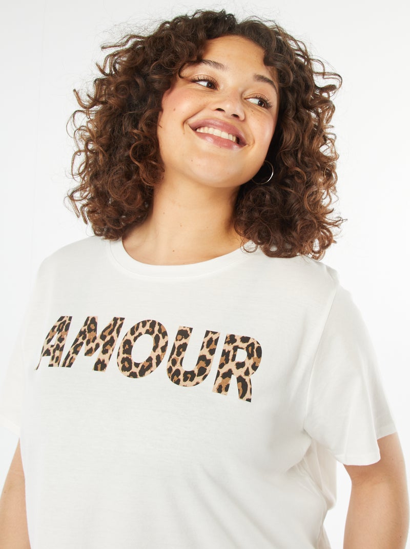T-shirt à manches courtes avec imprimé Blanc - Kiabi