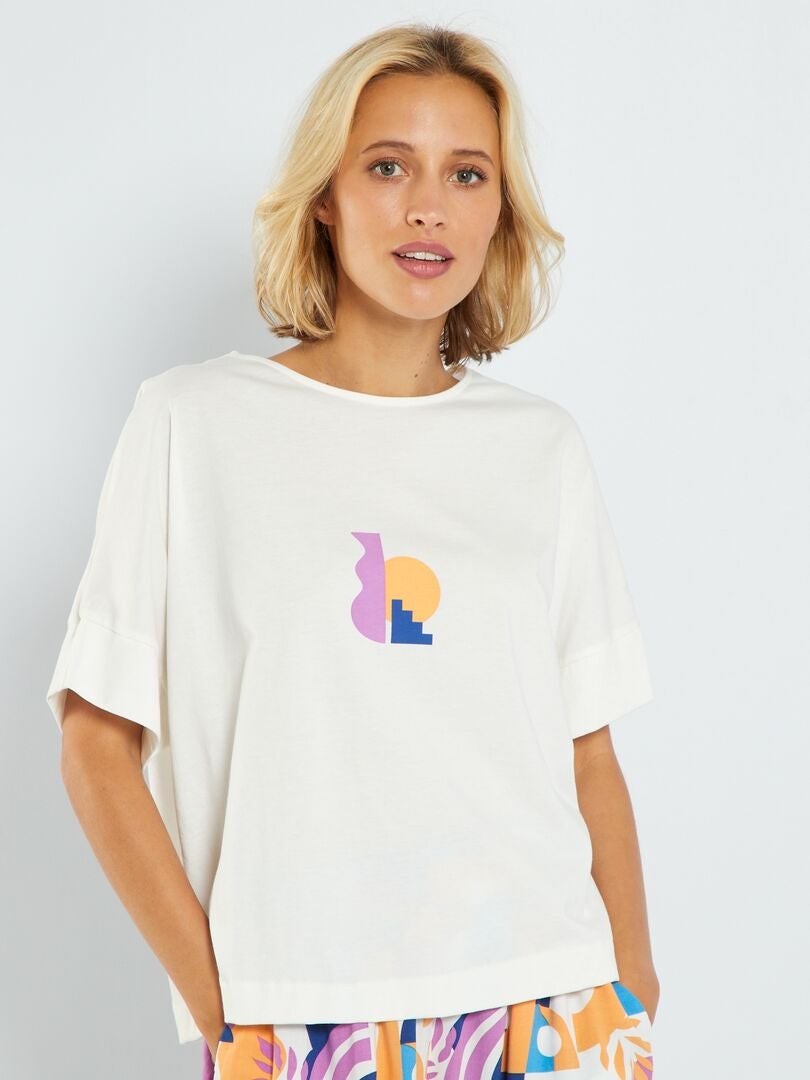 T-shirt à manches courtes avec imprimé Blanc - Kiabi