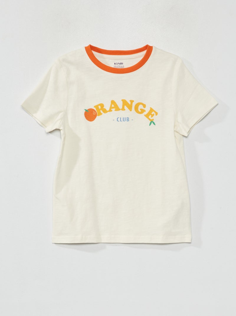 T-shirt à manches courtes avec imprimé Blanc/jaune - Kiabi