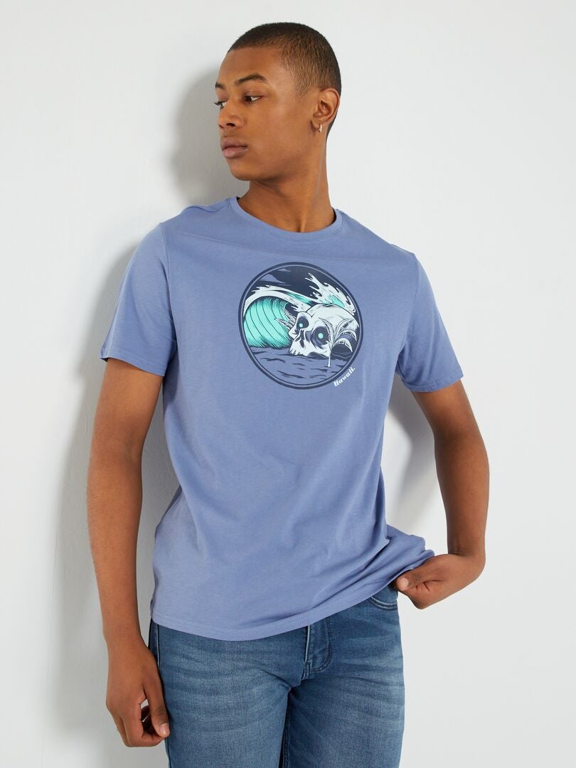 T-shirt à manches courtes avec imprimé Bleu - Kiabi