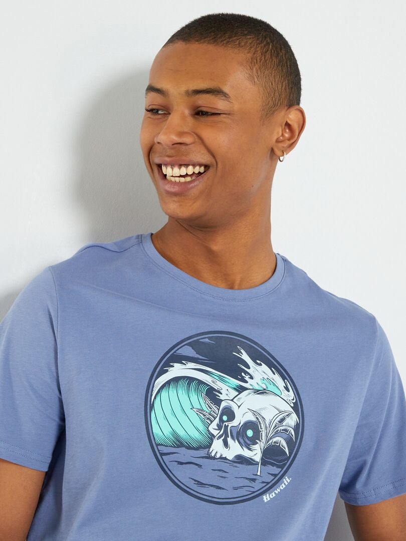 T-shirt à manches courtes avec imprimé Bleu - Kiabi